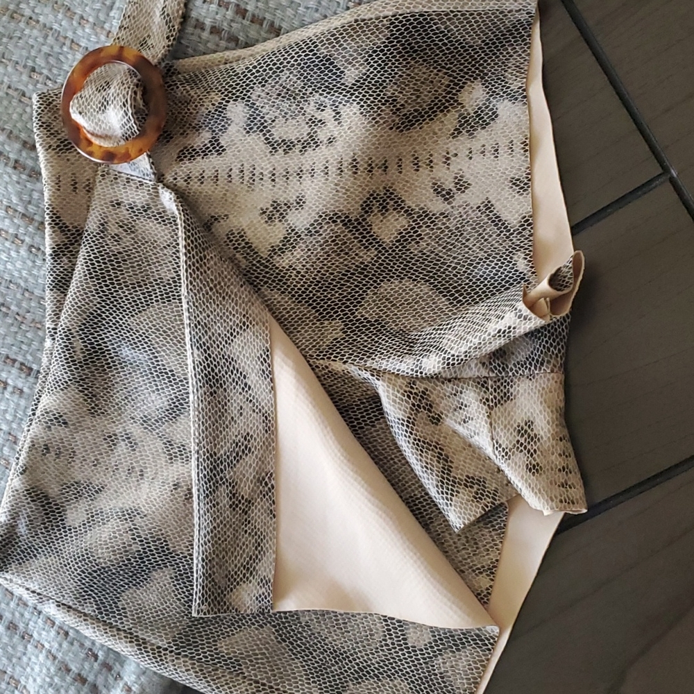 Zara Snake Print Wrap Front Belted Skort - Picture 4 of 9